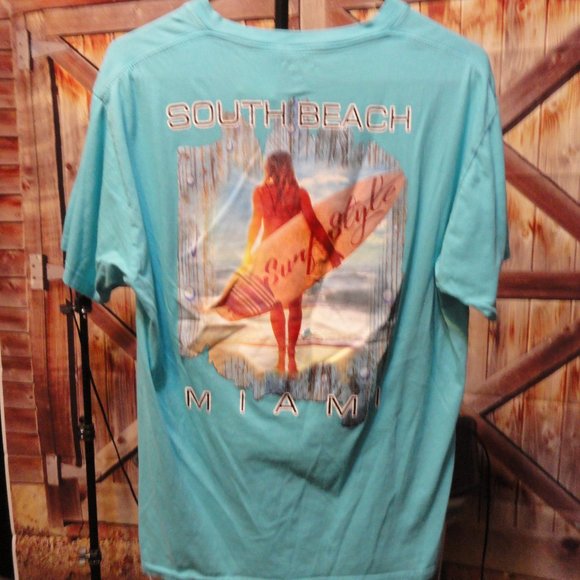 surf style Other - Surf Style V neck South Beach Surfing girl Graphic T~EUC~
